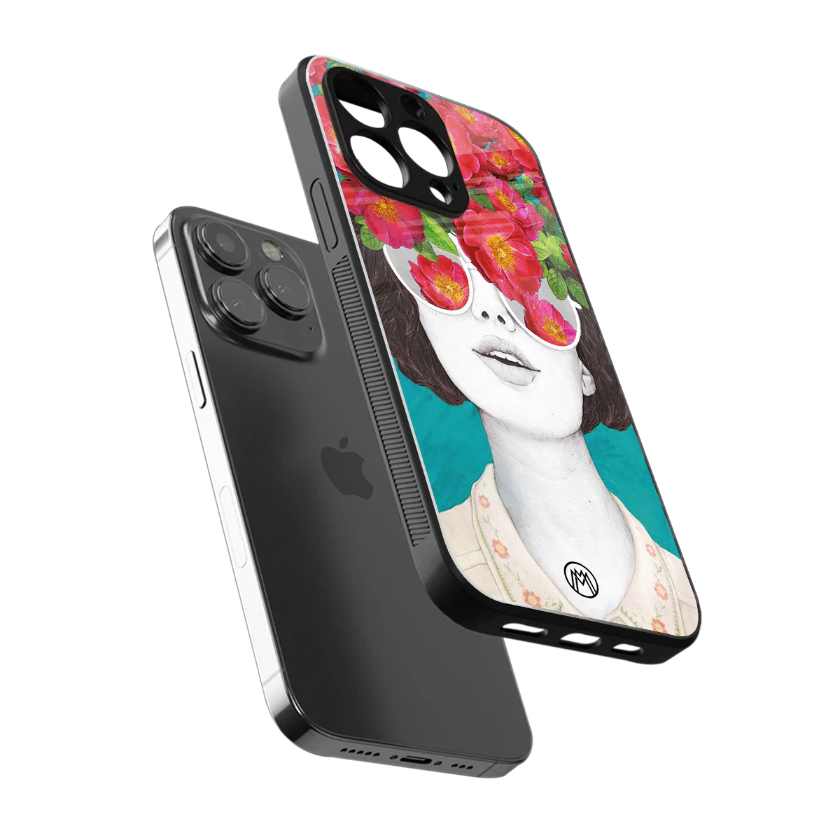 flowery eyes back phone cover | glass case for iphone 15 pro max