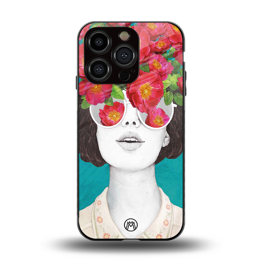 flowery eyes back phone cover | glass case for iphone 15 pro