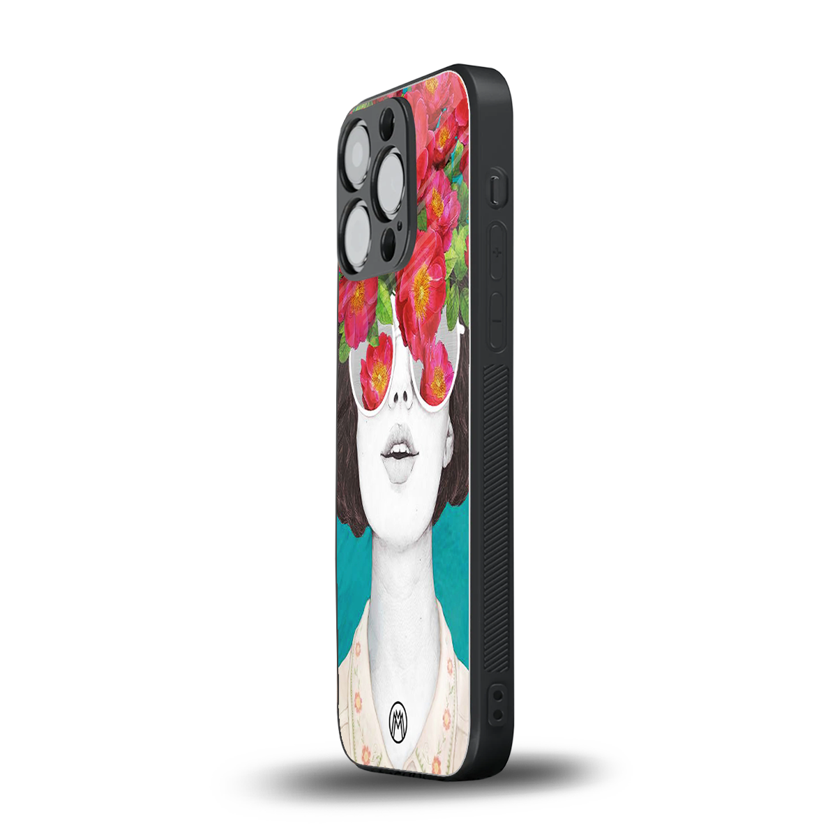 flowery eyes back phone cover | glass case for iphone 15 pro
