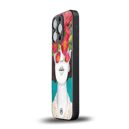 flowery eyes back phone cover | glass case for iphone 15 pro