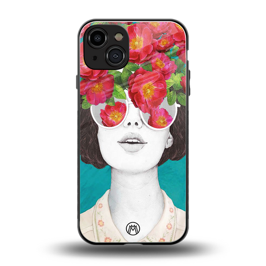 flowery eyes back phone cover | glass case for iphone 15