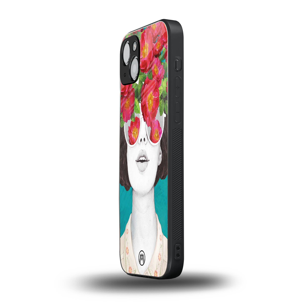 flowery eyes back phone cover | glass case for iphone 15