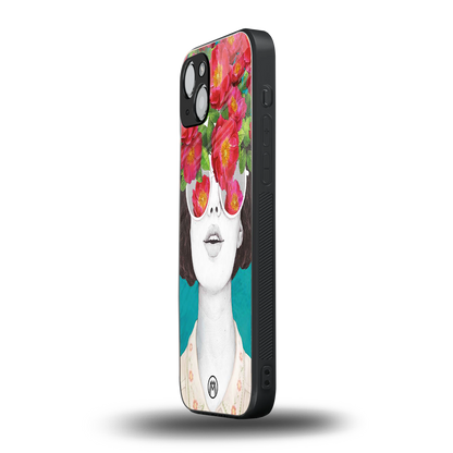 flowery eyes back phone cover | glass case for iphone 15