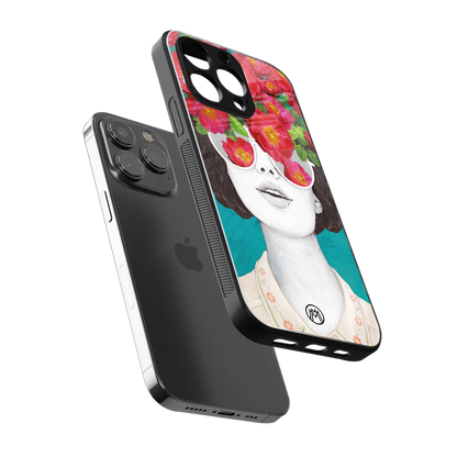flowery eyes back phone cover | glass case for iphone 15 pro