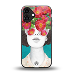 flowery eyes back phone cover | glass case for iphone 16 plus