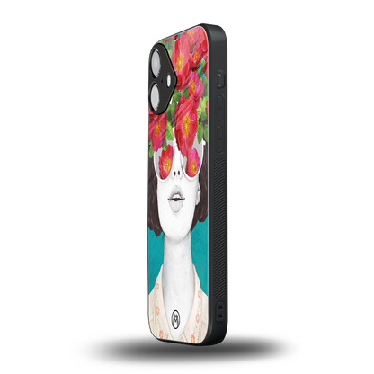 flowery eyes back phone cover | glass case for iphone 16 plus