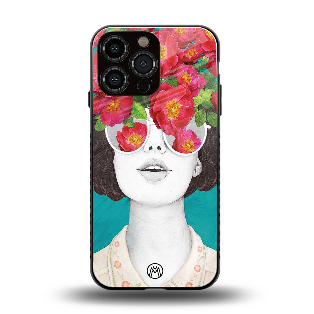 flowery eyes back phone cover | glass case for iphone 16 pro max