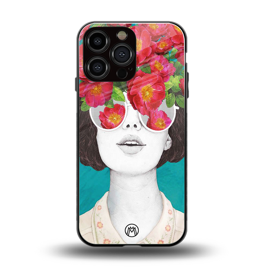 flowery eyes back phone cover | glass case for iphone 16 pro max