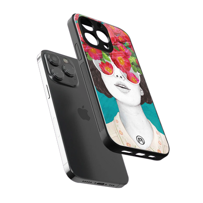 flowery eyes back phone cover | glass case for iphone 16 pro max