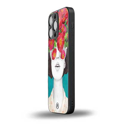 flowery eyes back phone cover | glass case for iphone 16 pro max