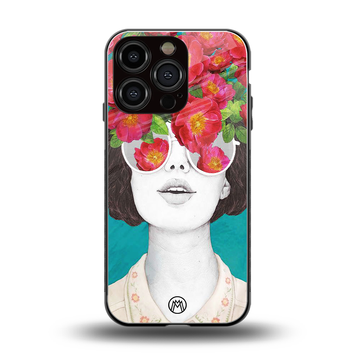 flowery eyes back phone cover | glass case for iphone 16 pro