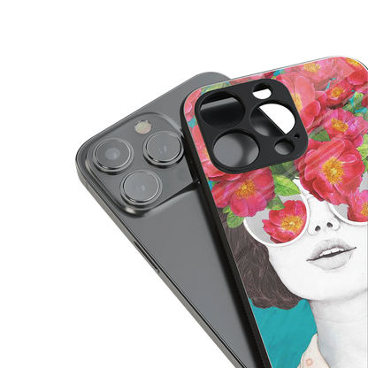 flowery eyes back phone cover | glass case for iphone 16 pro max