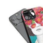 flowery eyes back phone cover | glass case for iphone 15