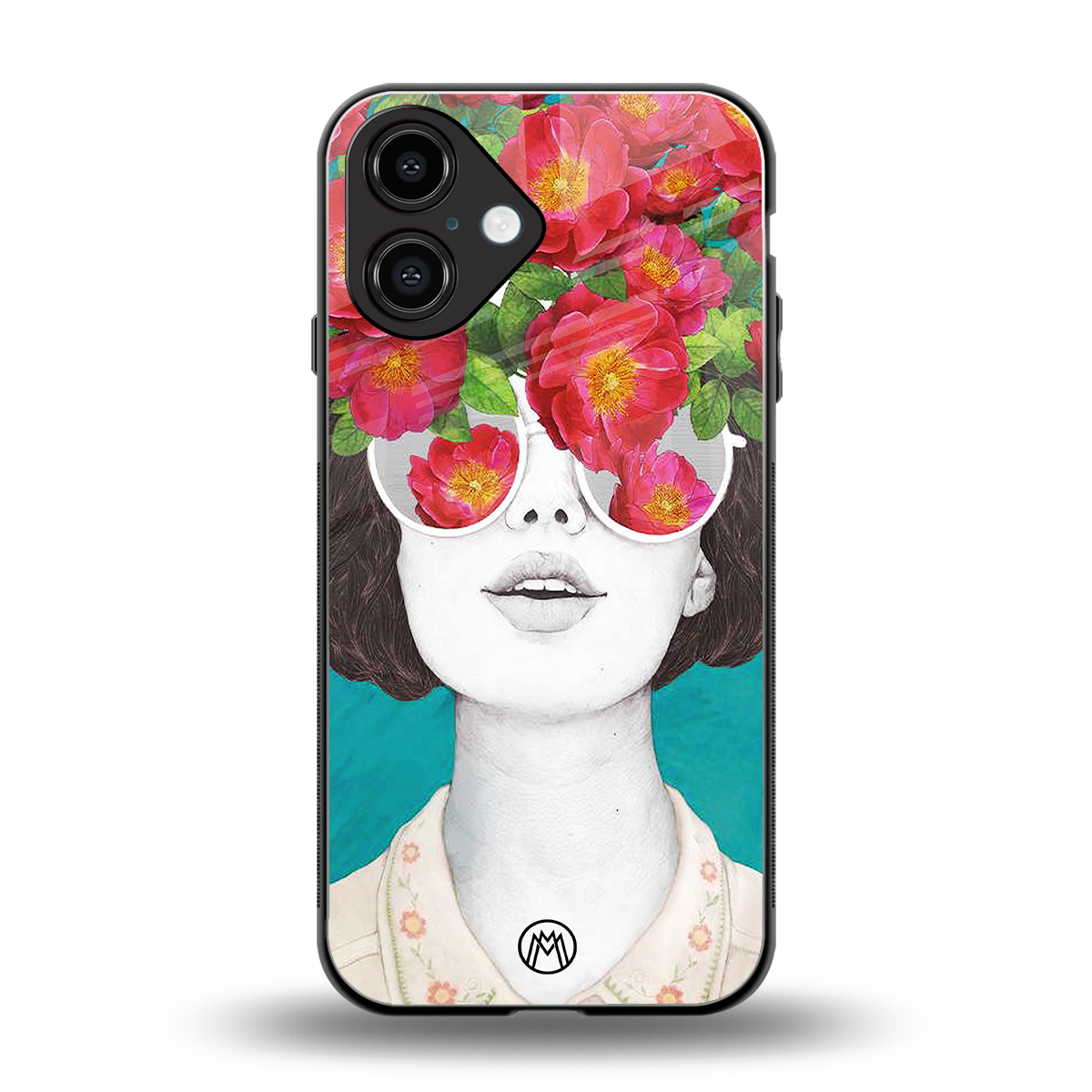 flowery eyes back phone cover | glass case for iphone 16