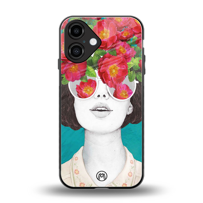 flowery eyes back phone cover | glass case for iphone 16