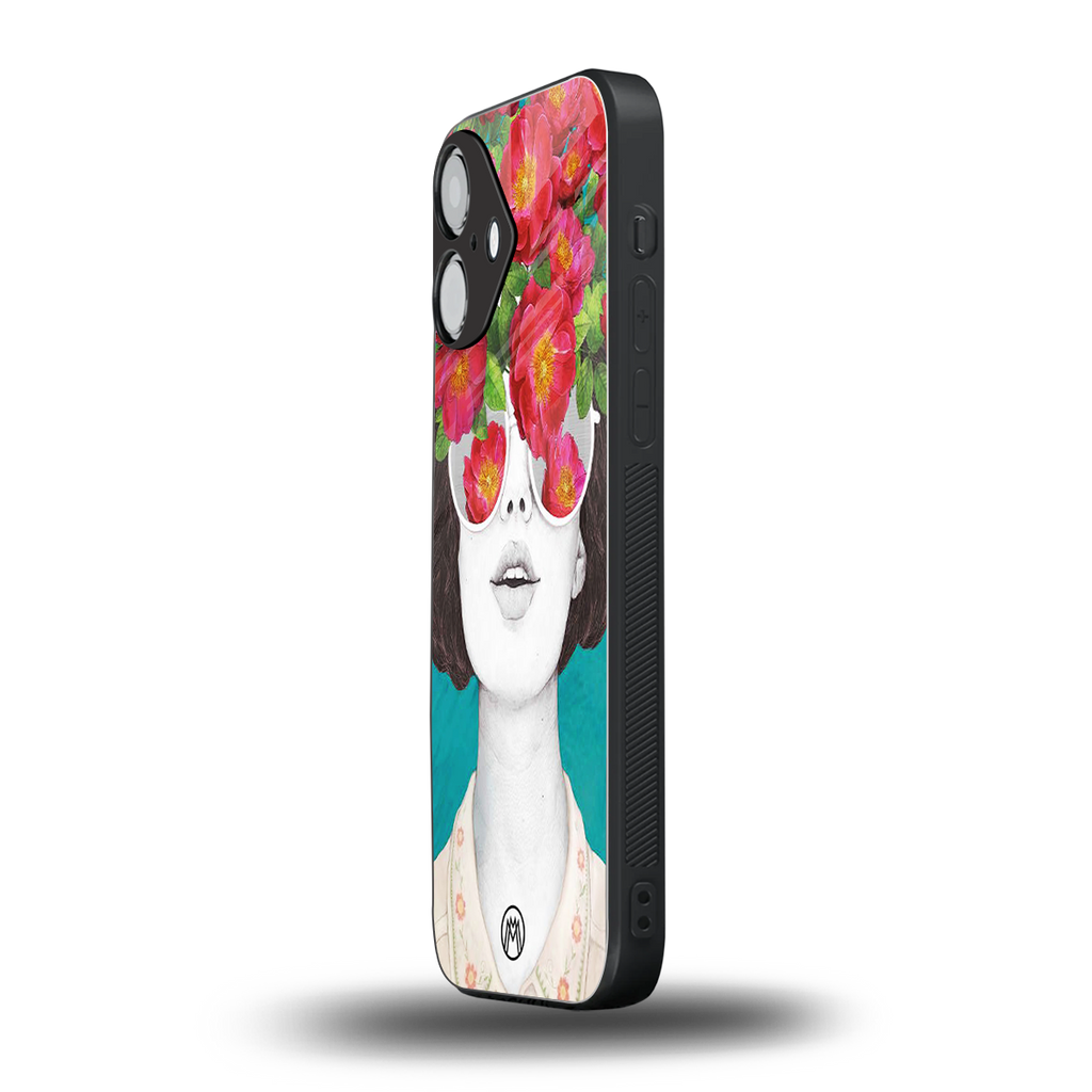 flowery eyes back phone cover | glass case for iphone 16
