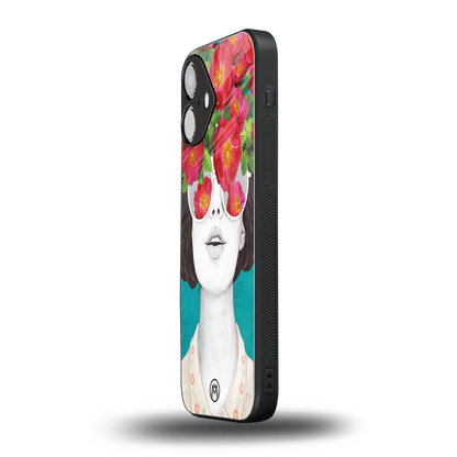 flowery eyes back phone cover | glass case for iphone 16