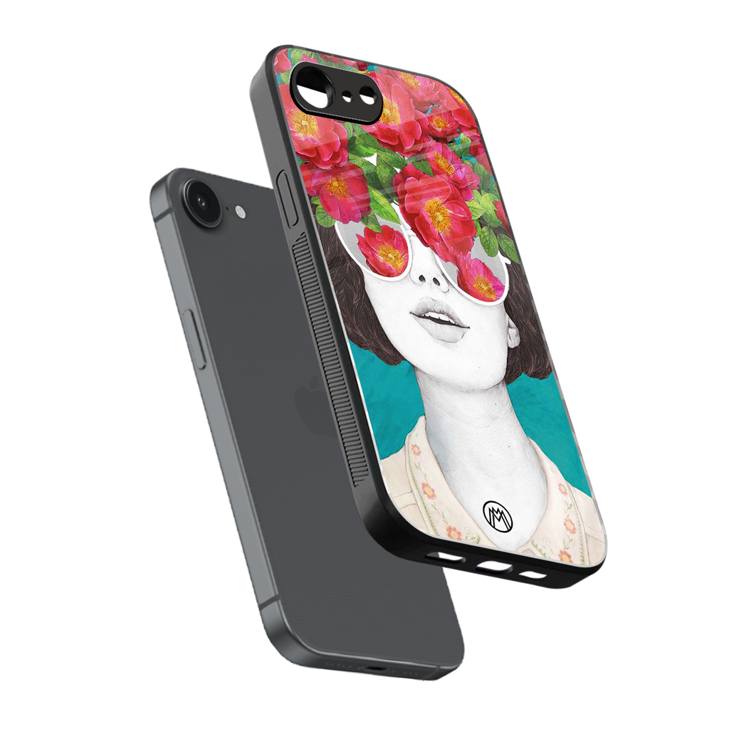 flowery eyes back phone cover | glass case for iphone 16e