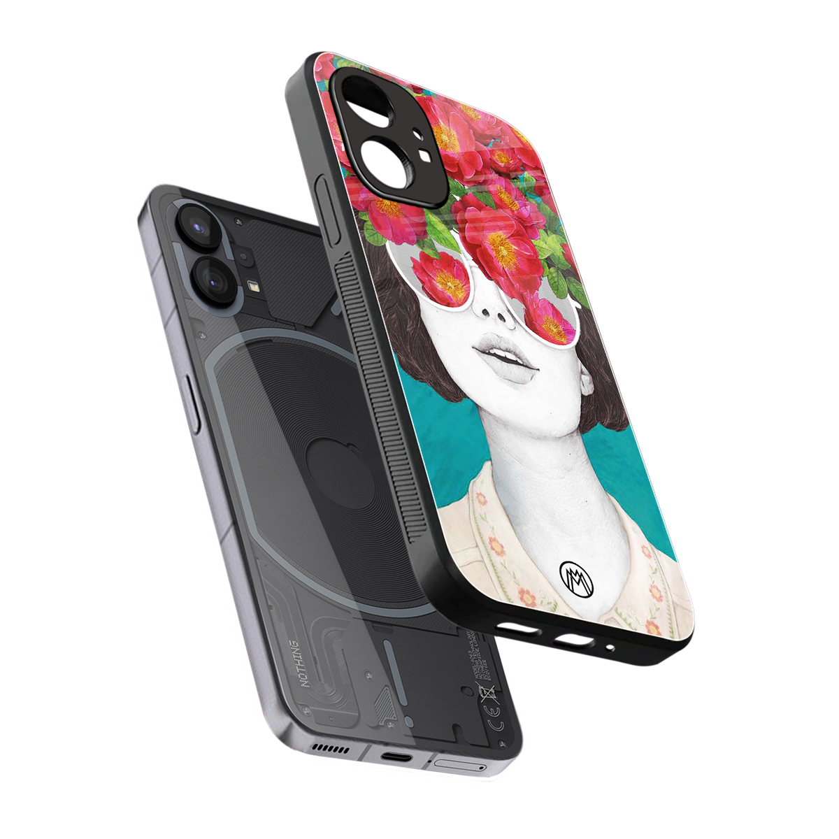 flowery eyes back phone cover | glass case for nothing phone 1