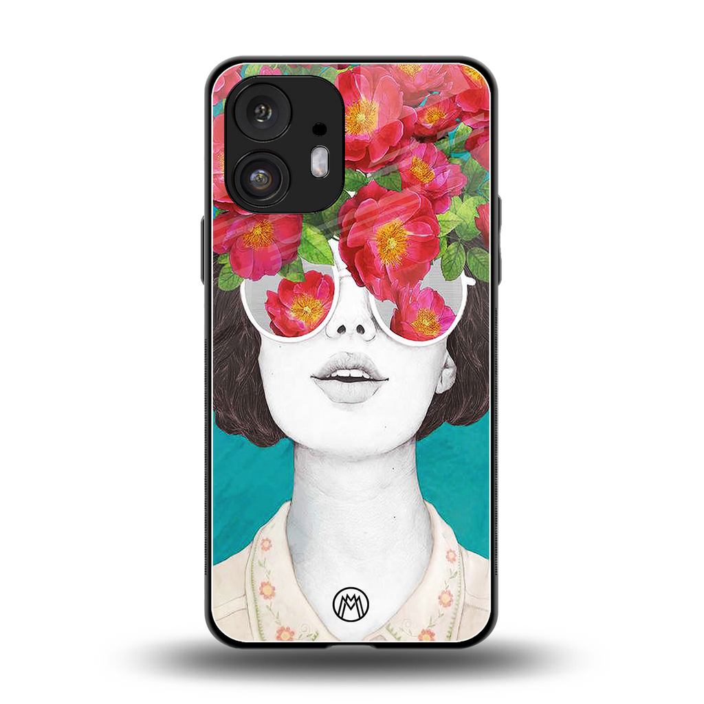 flowery eyes back phone cover | glass case for nothing phone 2