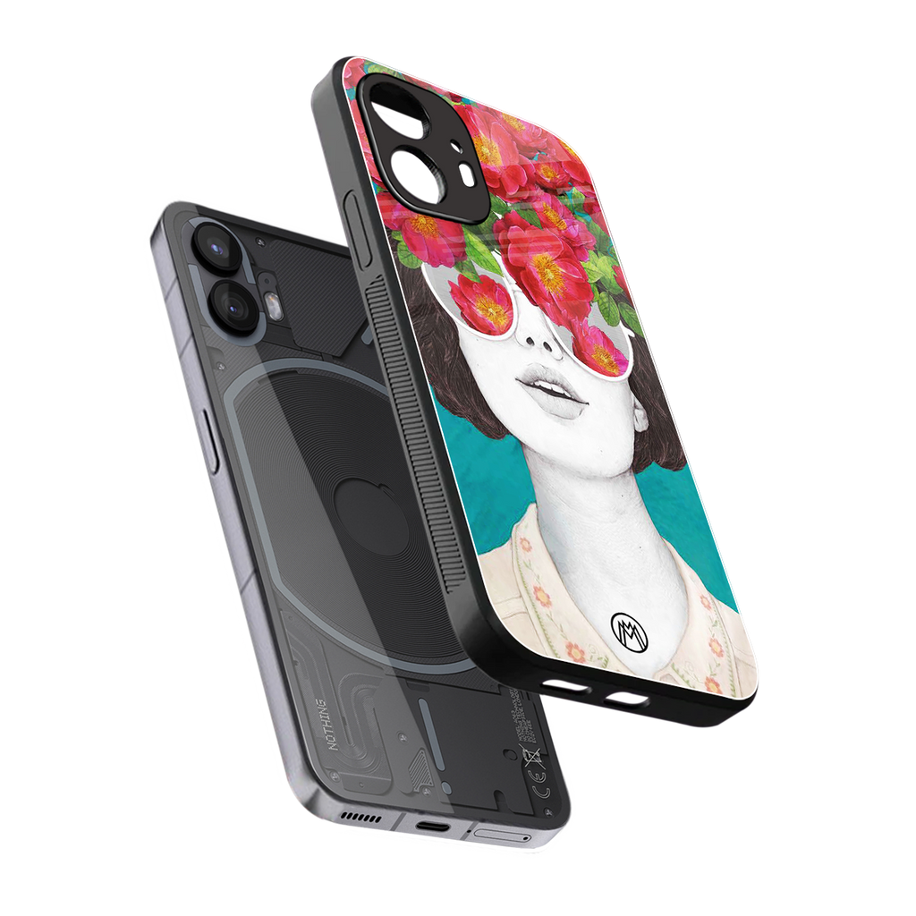 flowery eyes back phone cover | glass case for nothing phone 2