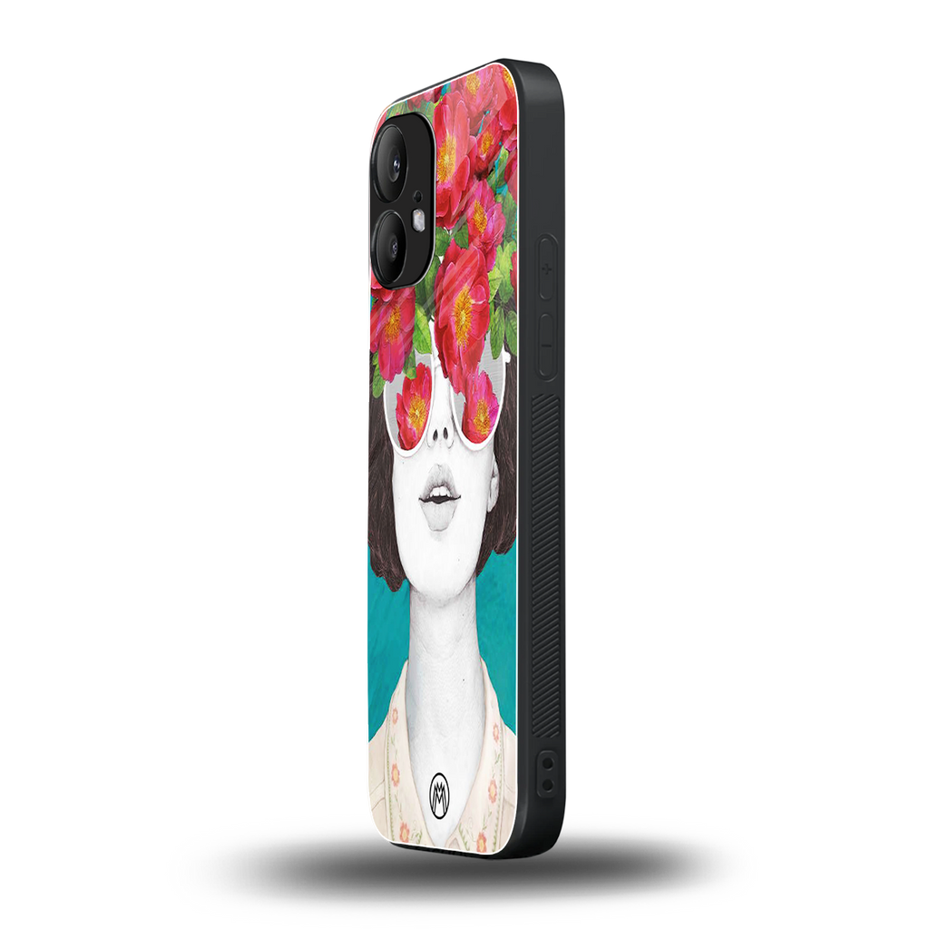 flowery eyes back phone cover | glass case for nothing phone 2
