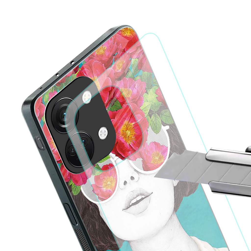 flowery eyes back phone cover | glass case for oneplus nord 3