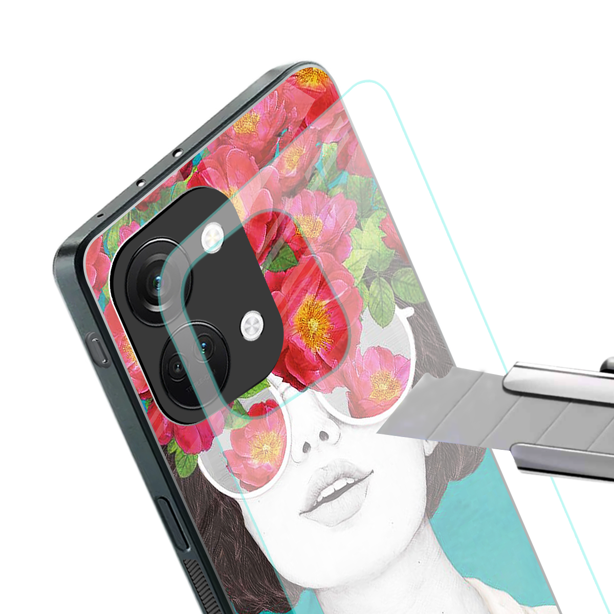 flowery eyes back phone cover | glass case for oneplus nord 3