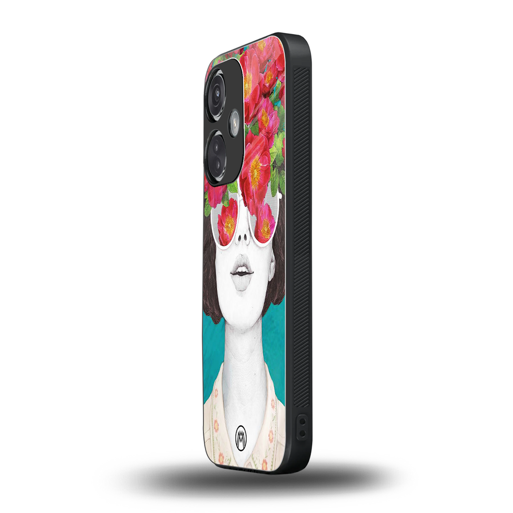 flowery eyes back phone cover | glass case for oneplus nord ce 3