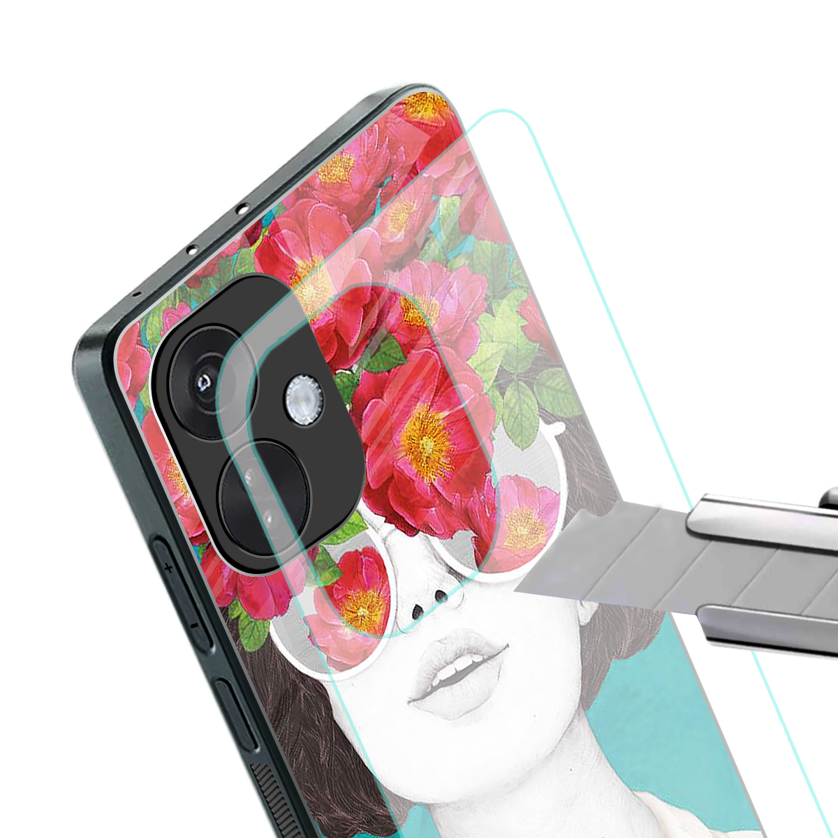 flowery eyes back phone cover | glass case for oneplus nord ce 3
