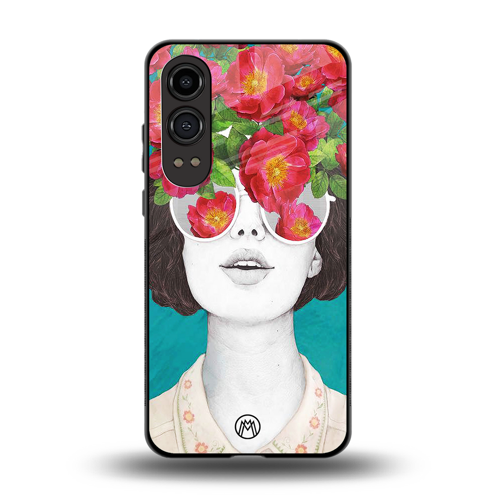 flowery eyes back phone cover | glass case for oneplus nord ce 4 lite
