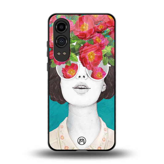 flowery eyes back phone cover | glass case for oneplus nord ce 4 lite
