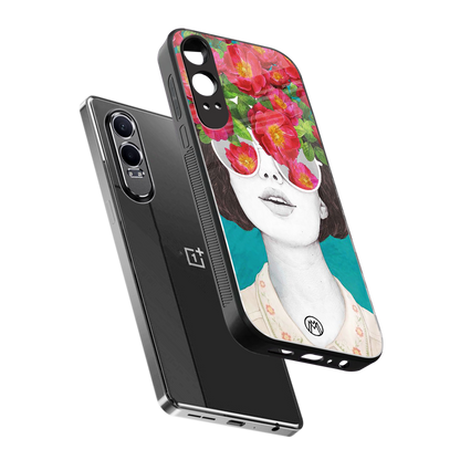 flowery eyes back phone cover | glass case for oneplus nord ce 4 lite