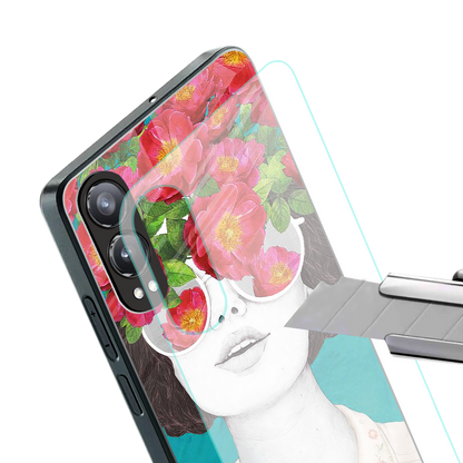 flowery eyes back phone cover | glass case for oneplus nord ce 4 lite
