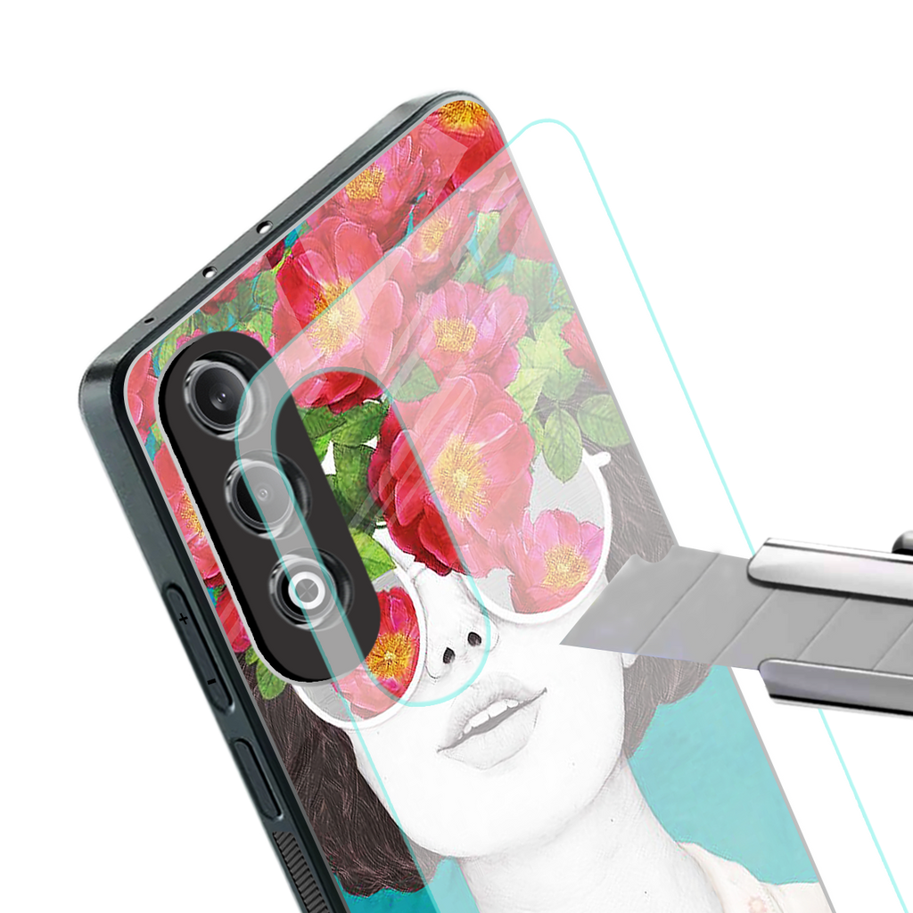 flowery eyes back phone cover | glass case for oneplus nord ce 4