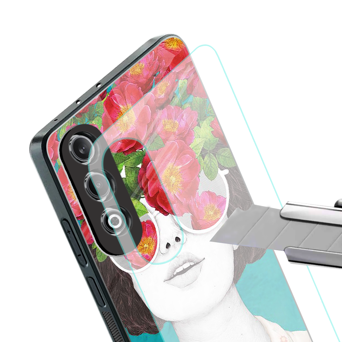 flowery eyes back phone cover | glass case for oneplus nord ce 4
