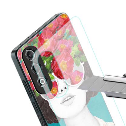 flowery eyes back phone cover | glass case for oneplus nord ce 4