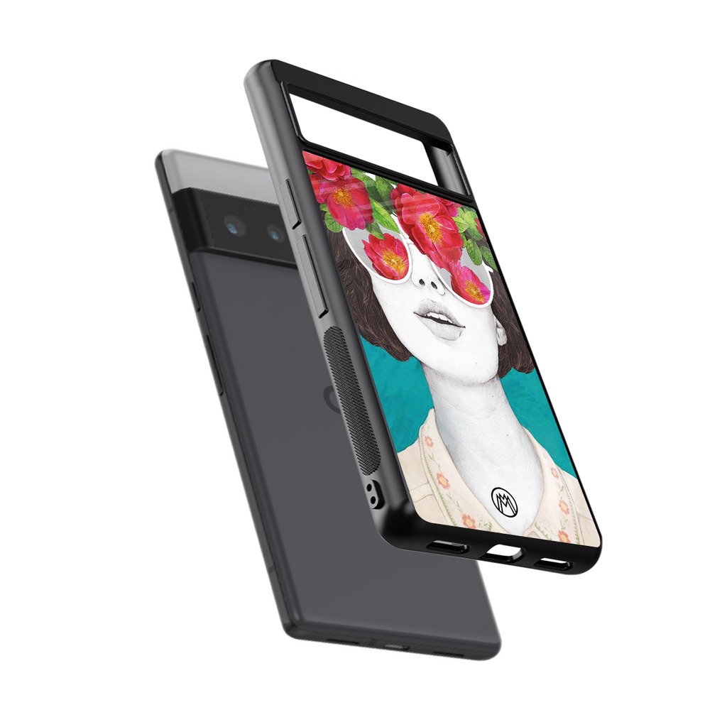 flowery eyes back phone cover | glass case for google pixel 6 pro