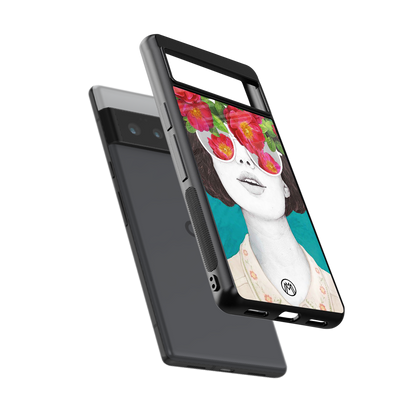 flowery eyes back phone cover | glass case for google pixel 6 pro