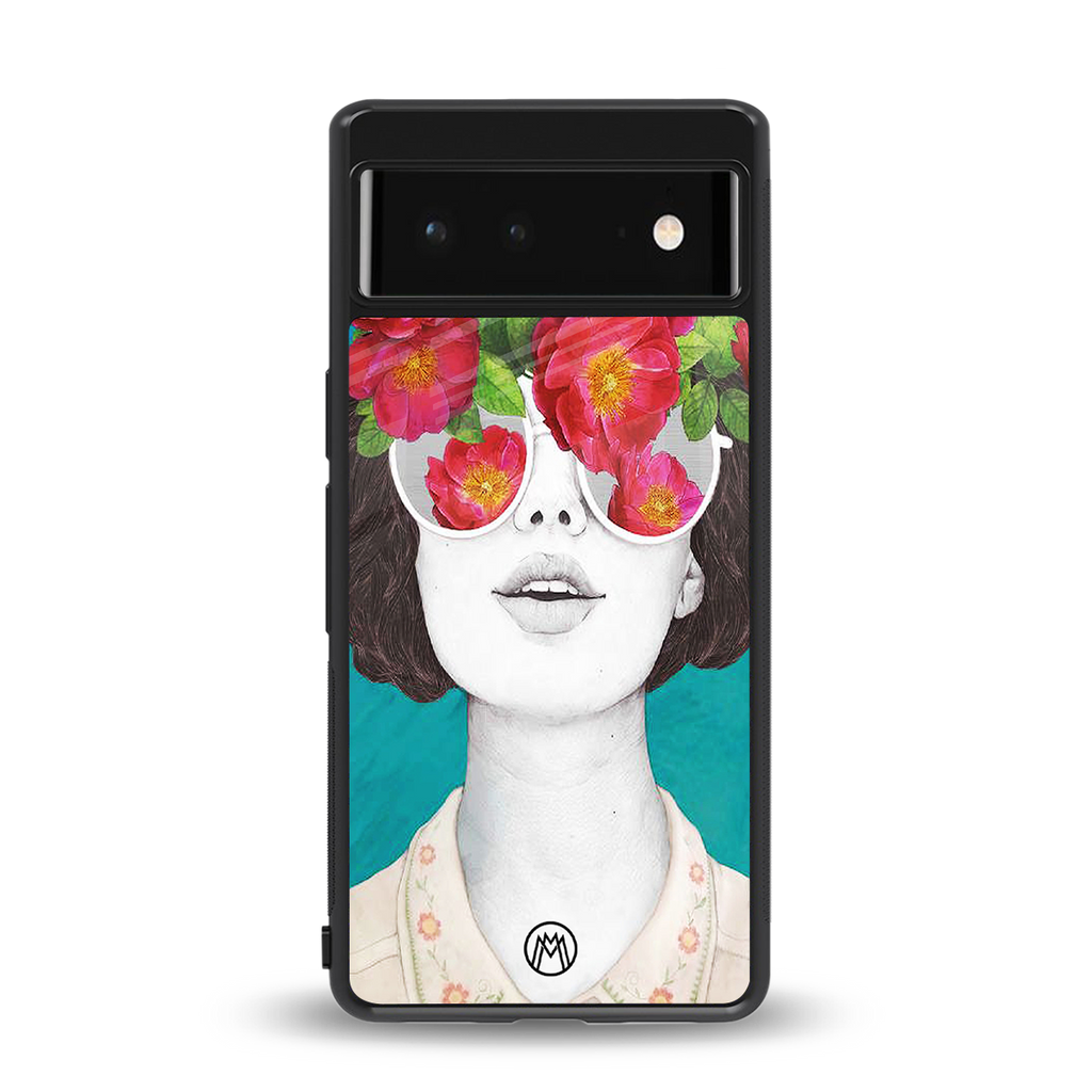 flowery eyes back phone cover | glass case for google pixel 6