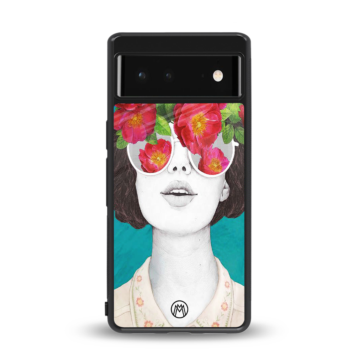 flowery eyes back phone cover | glass case for google pixel 6