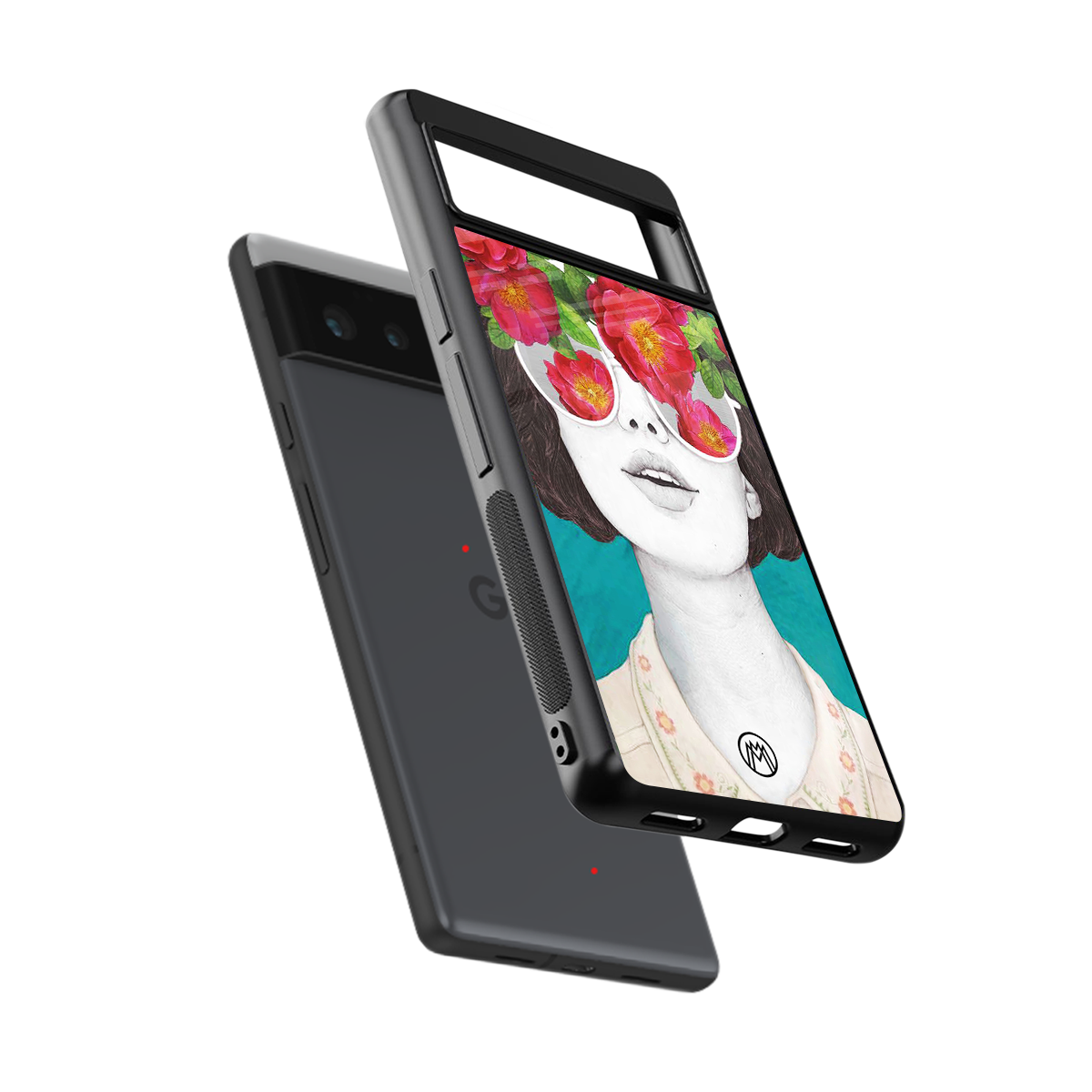 flowery eyes back phone cover | glass case for google pixel 6