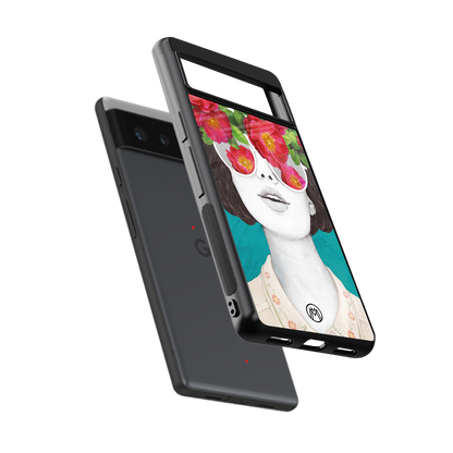 flowery eyes back phone cover | glass case for Google Pixel 6A