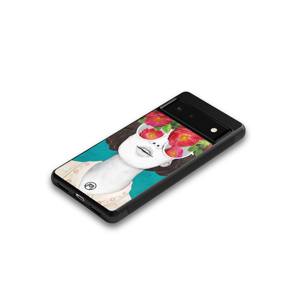 flowery eyes back phone cover | glass case for Google Pixel 6A