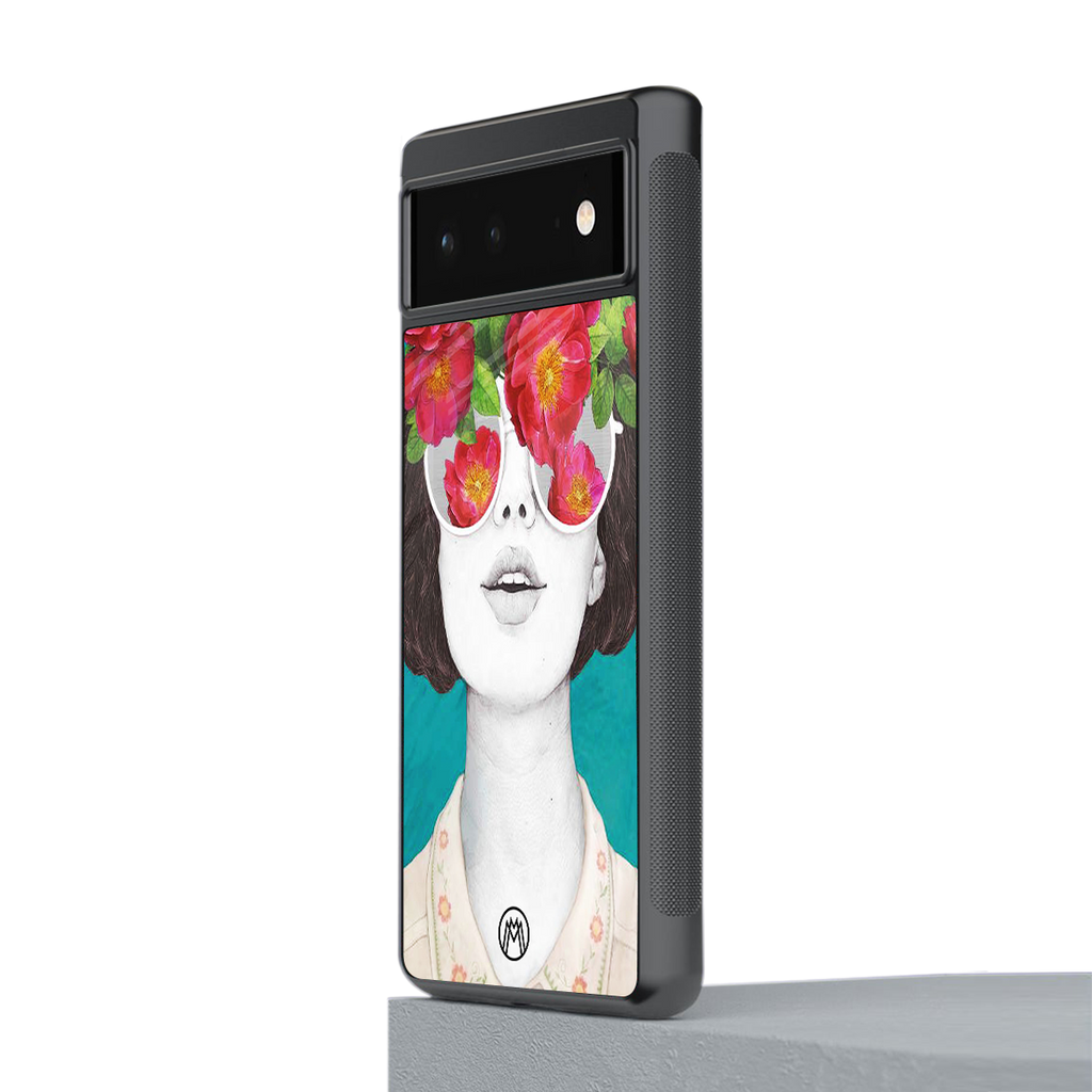 flowery eyes back phone cover | glass case for Google Pixel 6A