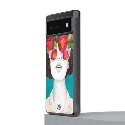 flowery eyes back phone cover | glass case for Google Pixel 6A
