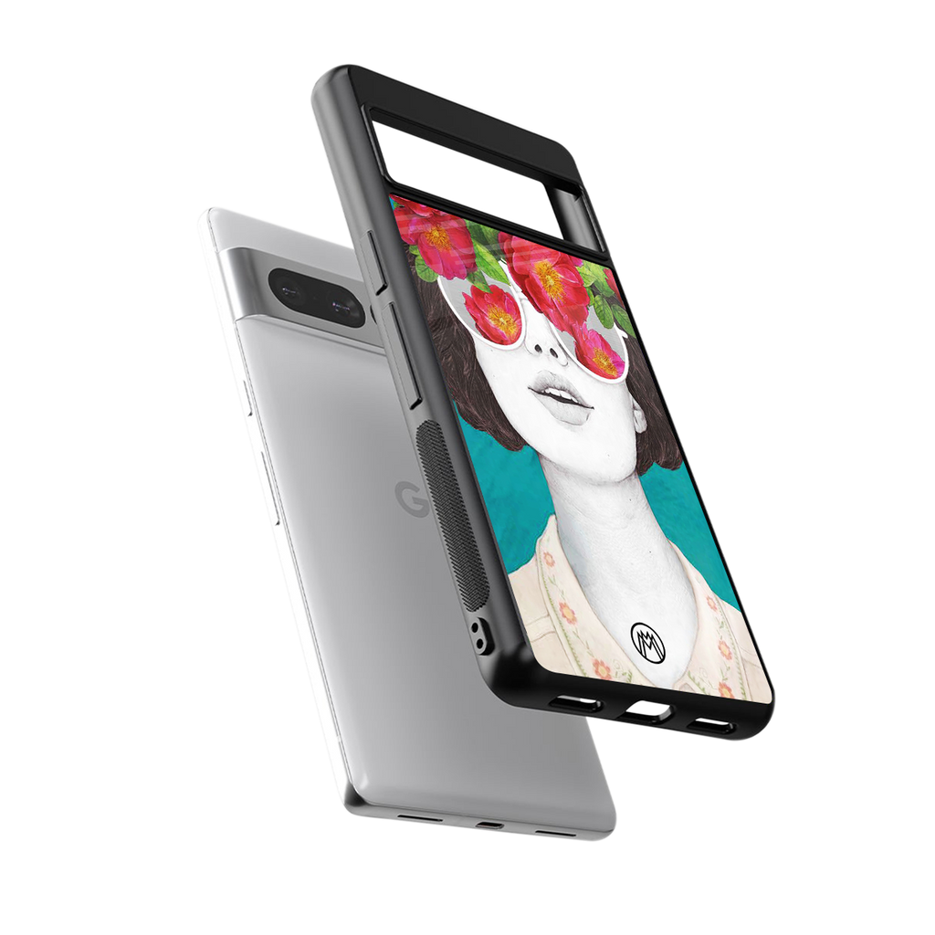 flowery eyes back phone cover | glass case for google pixel 7 pro