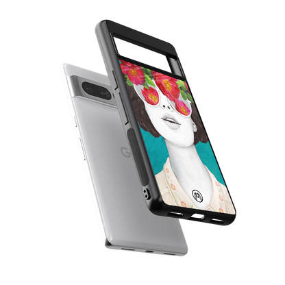 flowery eyes back phone cover | glass case for google pixel 7 pro