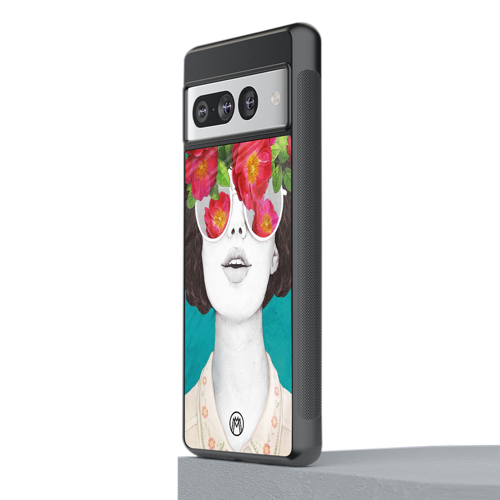 flowery eyes back phone cover | glass case for google pixel 7 pro
