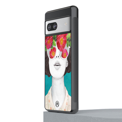 flowery eyes back phone cover | glass case for Google Pixel 7